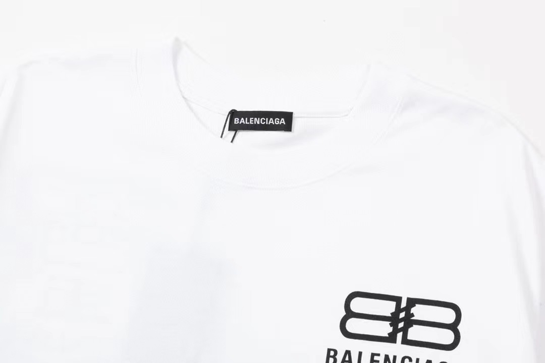 BALENCIAGA巴黎世家双B字母珍惜水源印花Logo标识印花精致升级短袖T恤原版面料官方同款短袖T恤
