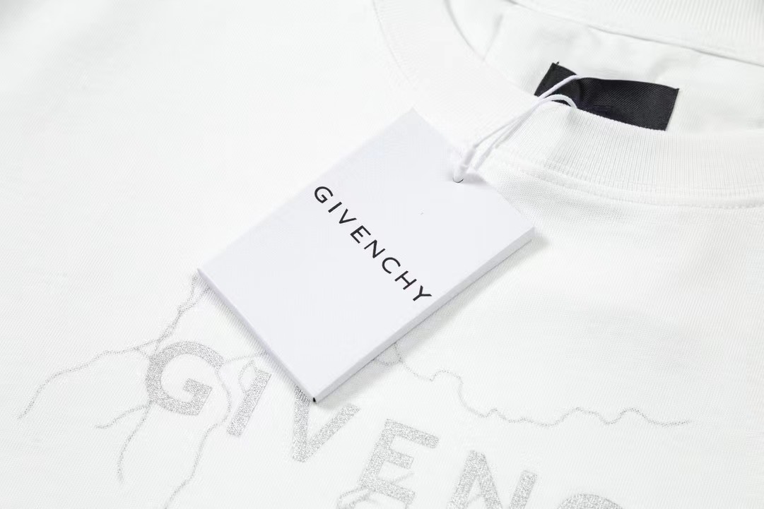Givenchy纪梵希24ss反光闪电印花短袖T恤官方原版定制GIV全棉双纱面料手感松软细腻扎实舒适透气
