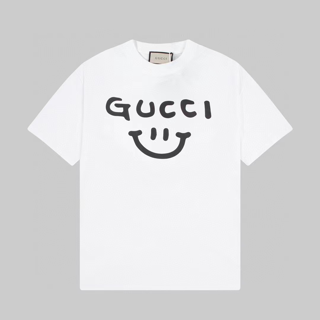 Gucci Clothing T-Shirt Wholesale Sale
 Apricot Color Black White Printing Unisex Spring/Summer Collection Fashion