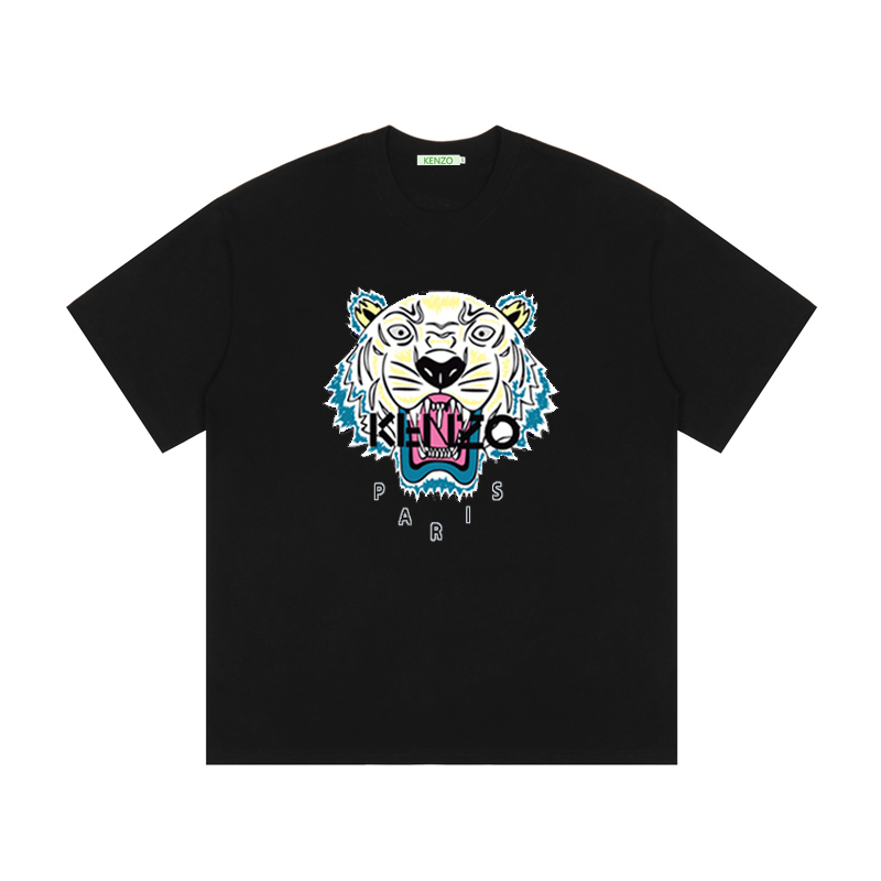 Camiseta de cuello redondo con estampado de cabeza de tigre KENZO, nueva primavera 2020, estampado de LOGO personalizad…