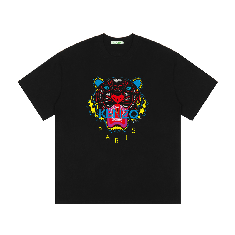 Camiseta de cuello redondo con estampado de cabeza de tigre KENZO, nueva primavera 2020, estampado de LOGO personalizad…