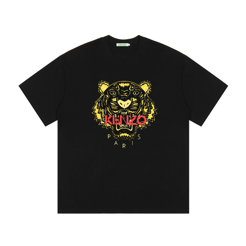 Camiseta de cuello redondo con estampado de cabeza de tigre KENZO, nueva primavera 2020, estampado de LOGO pe…