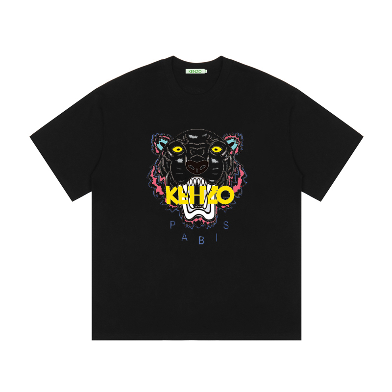 Camiseta de cuello redondo con estampado de cabeza de tigre KENZO, nueva primavera 2020, estampado de LOGO personalizad…