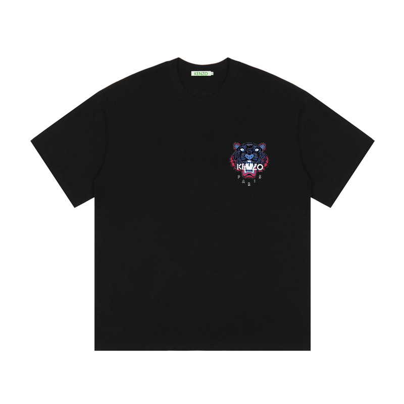 Camiseta de manga corta con cuello redondo y estampado de cabeza de tigre pequeño KENZO, nueva primavera 2020, estampad…