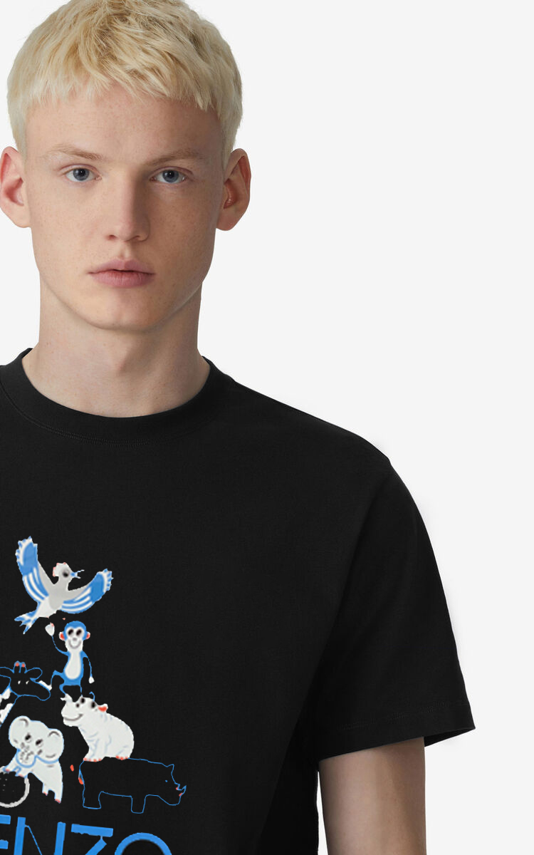 KENZO 动物园印花圆领短袖T恤衫 20年早春新款短T 胸前立体定制LOGO印花，100%冰瓷棉丝滑面料 宽松休闲百搭版型 颜色：黑色 白色 尺码：M L XL XXL 三标齐 款号：K39