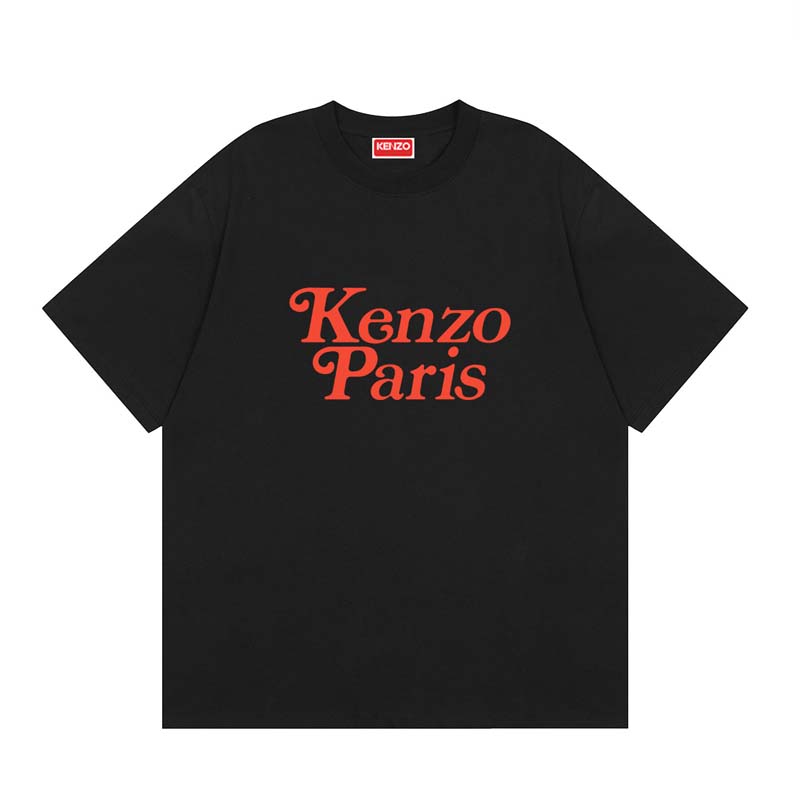 Camiseta de manga corta unisex KENZO PARIS 2023 Primavera/Verano, con letras del desfile de moda, colores: negro, azul …
