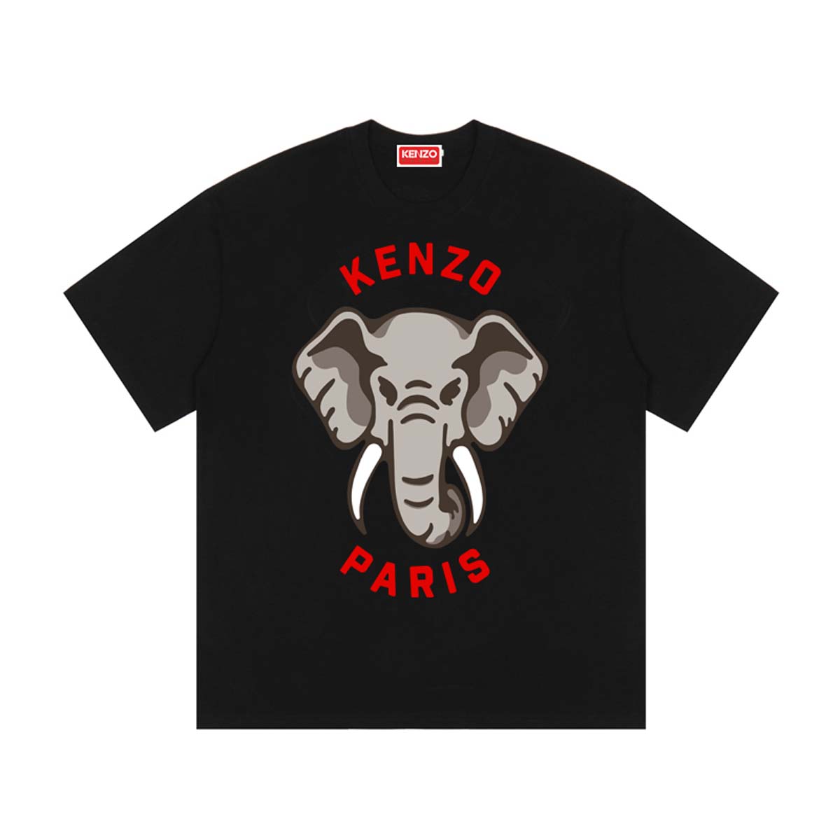 高田贤三 (Kenzo) 'KENZO ELEPHANT' 'VARSITY JUNGLE' OVERSIZE T-SHIRT 大象印花LOGO 颜色：黑色 白色 尺码：M L XL XXL 三标齐 款号：K75