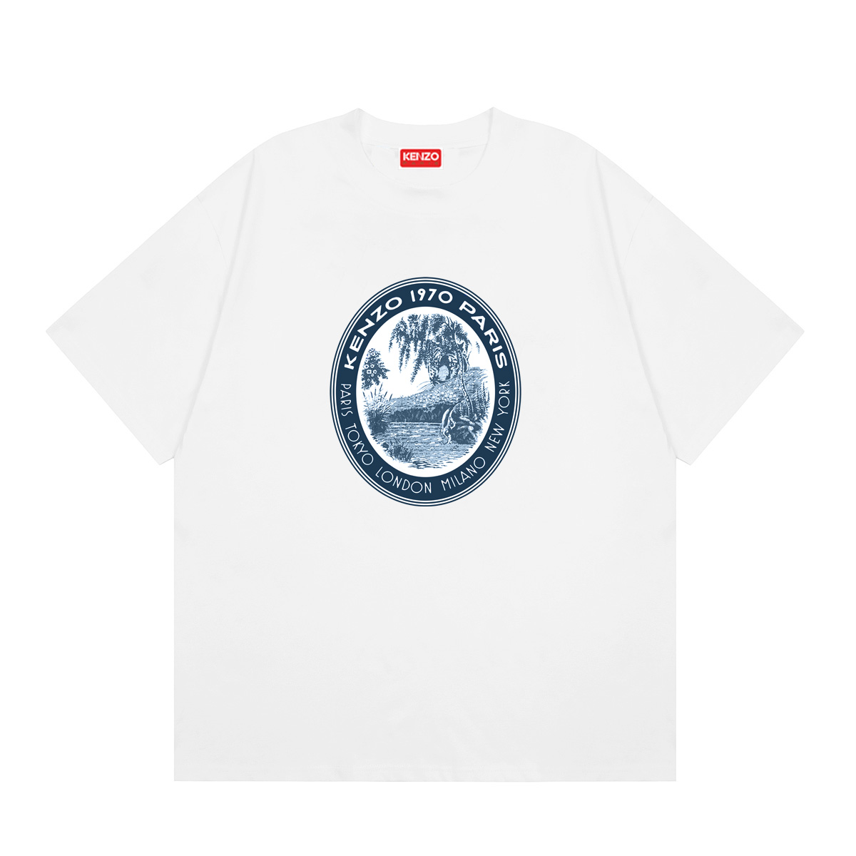 KENZO Camiseta estilo pintura al óleo de edición limitada de Año Nuevo, colores: blanco, negro, azul marino, tallas: M …