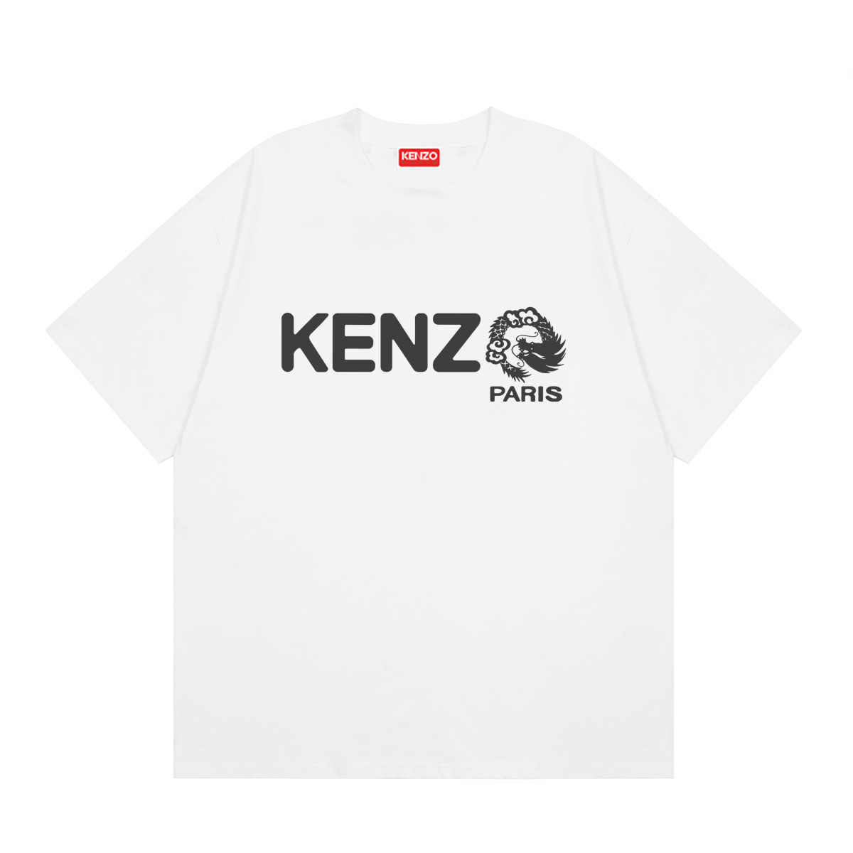 KENZO Camiseta de manga corta unisex con patrón de letras y dragón, nueva para primavera/verano 24, colores: …