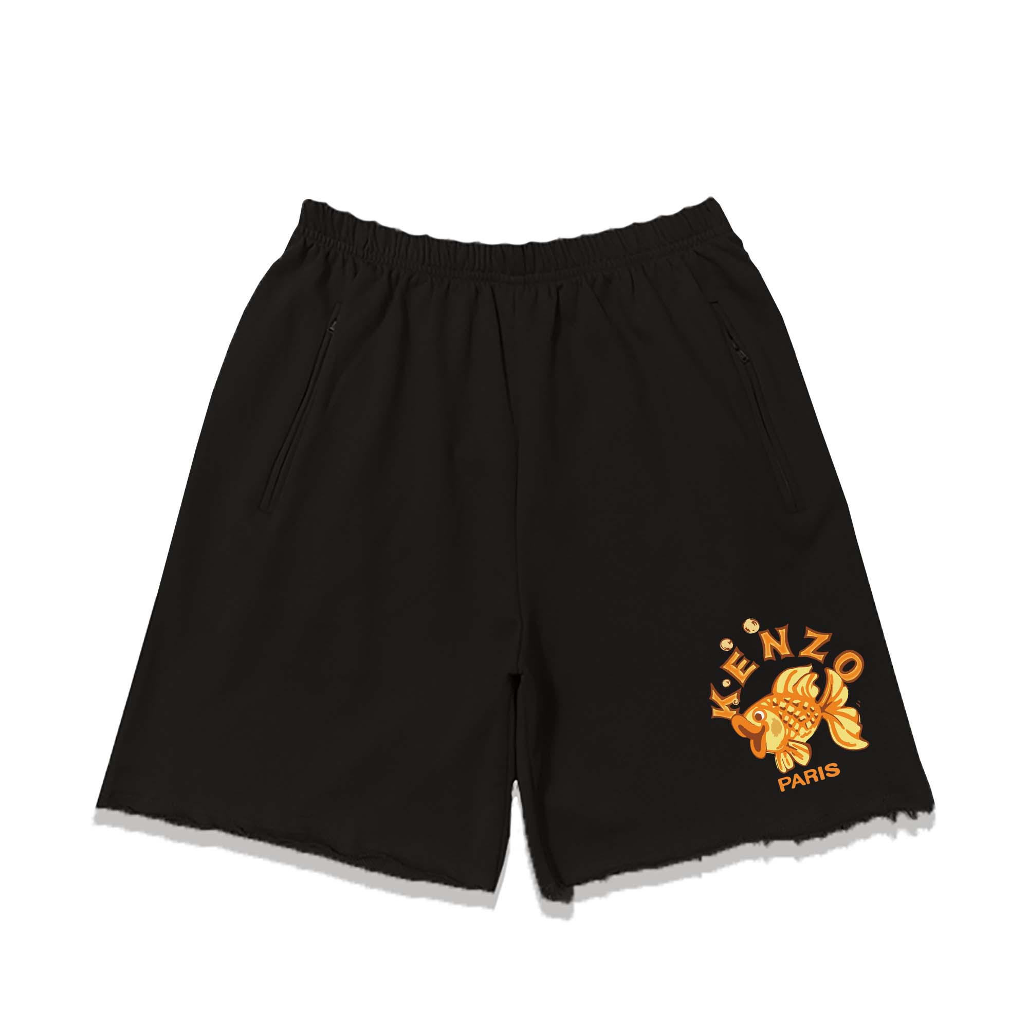 Pantalones cortos KENZO edición limitada de Año Nuevo 24 con logo de pez de la suerte. Color: negro. Tallas: …