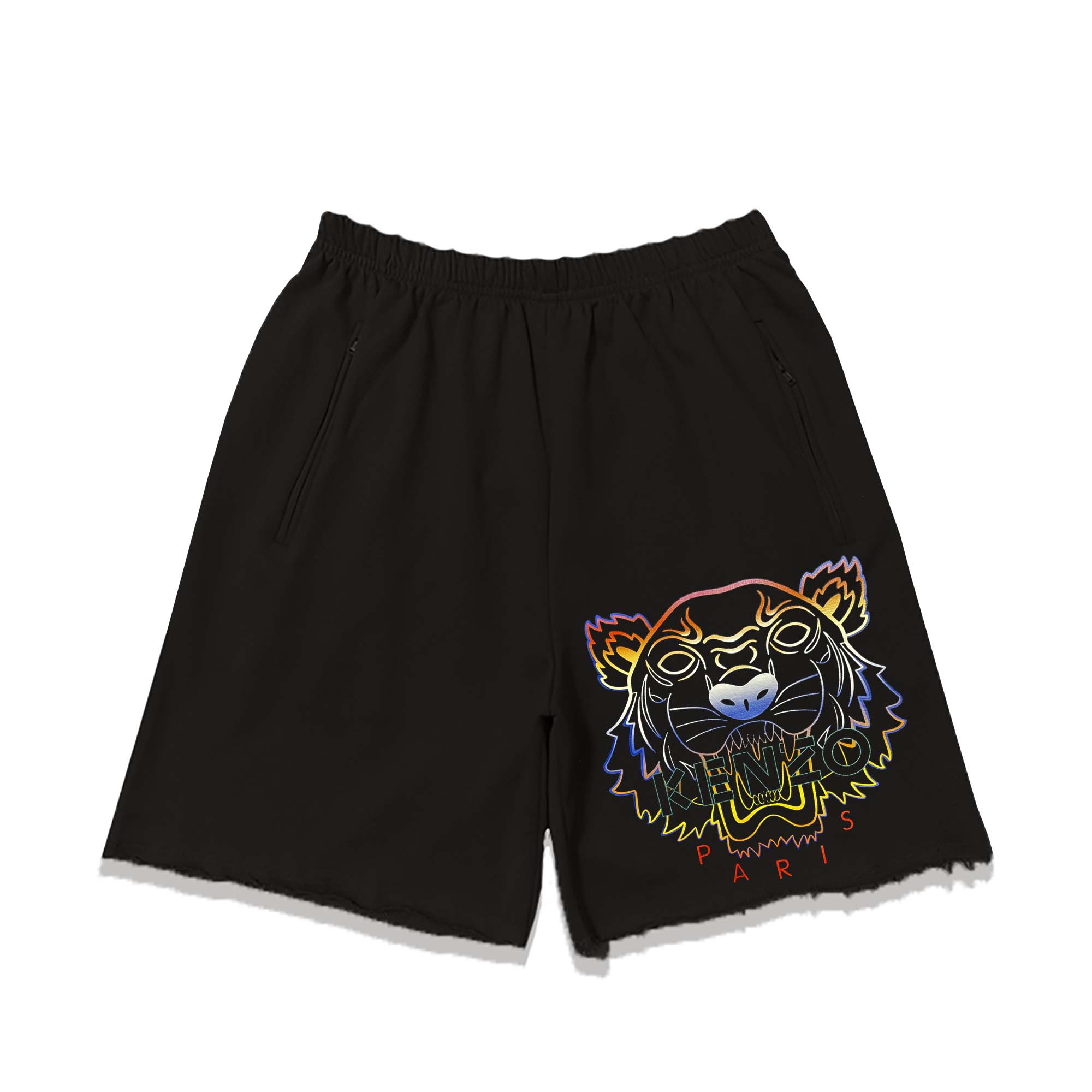 Pantalones cortos KENZO de verano con cabeza de tigre en degradado de colores. Color: negro. Tallas: S M L XL. Tres eti…