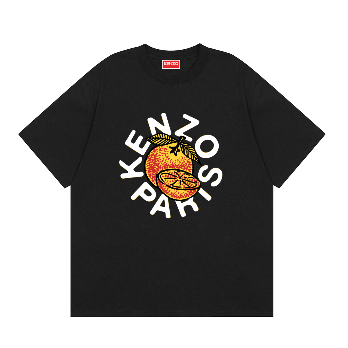 Camiseta clásica KENZO ORANGE con logo de naranja en el pecho. Colores: albaricoque, blanco, negro. Tallas: M…