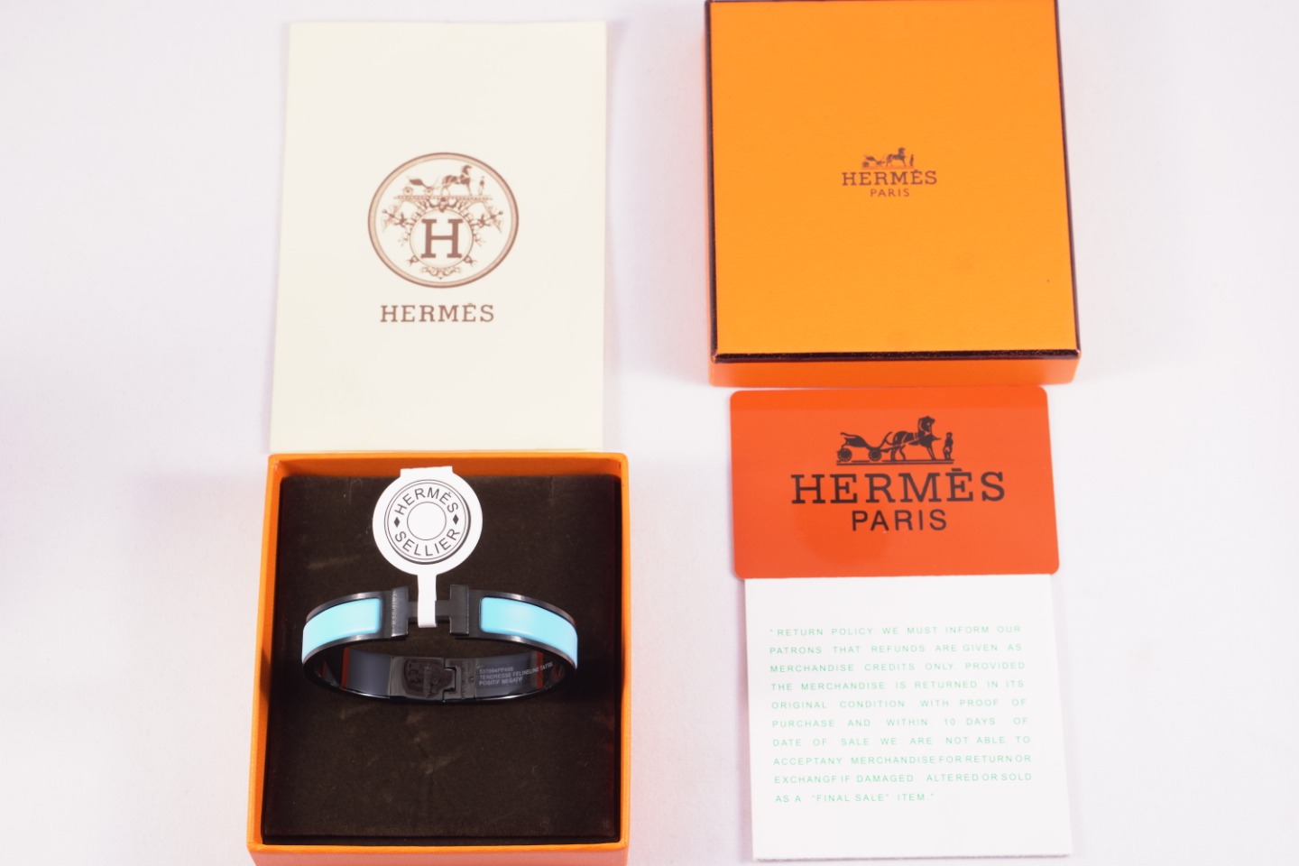 Hermès 爱马仕H家磨砂渐蓝黑武士H手镯