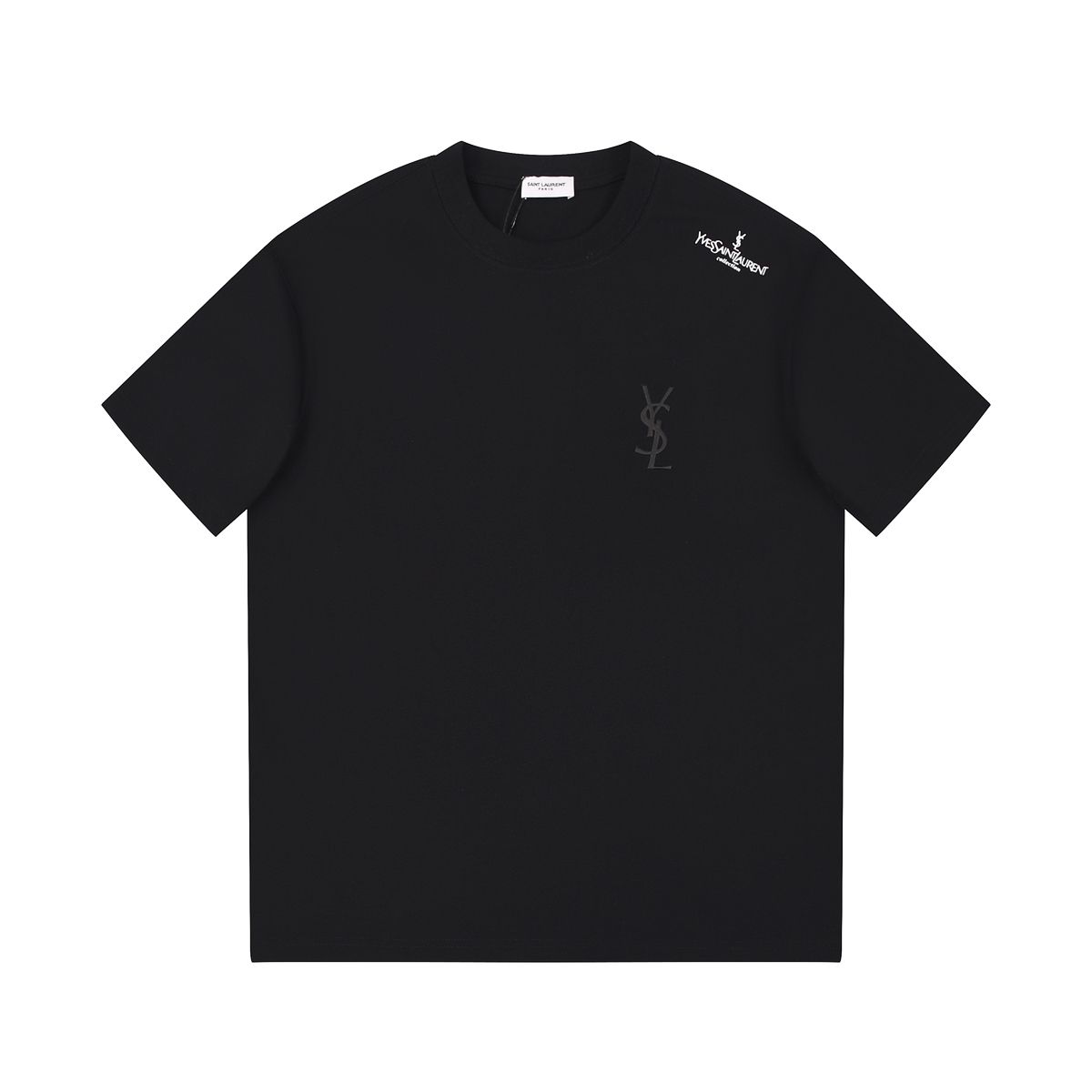 slp Saint LaurentYSL small letter print minimalist short sleeve This model use