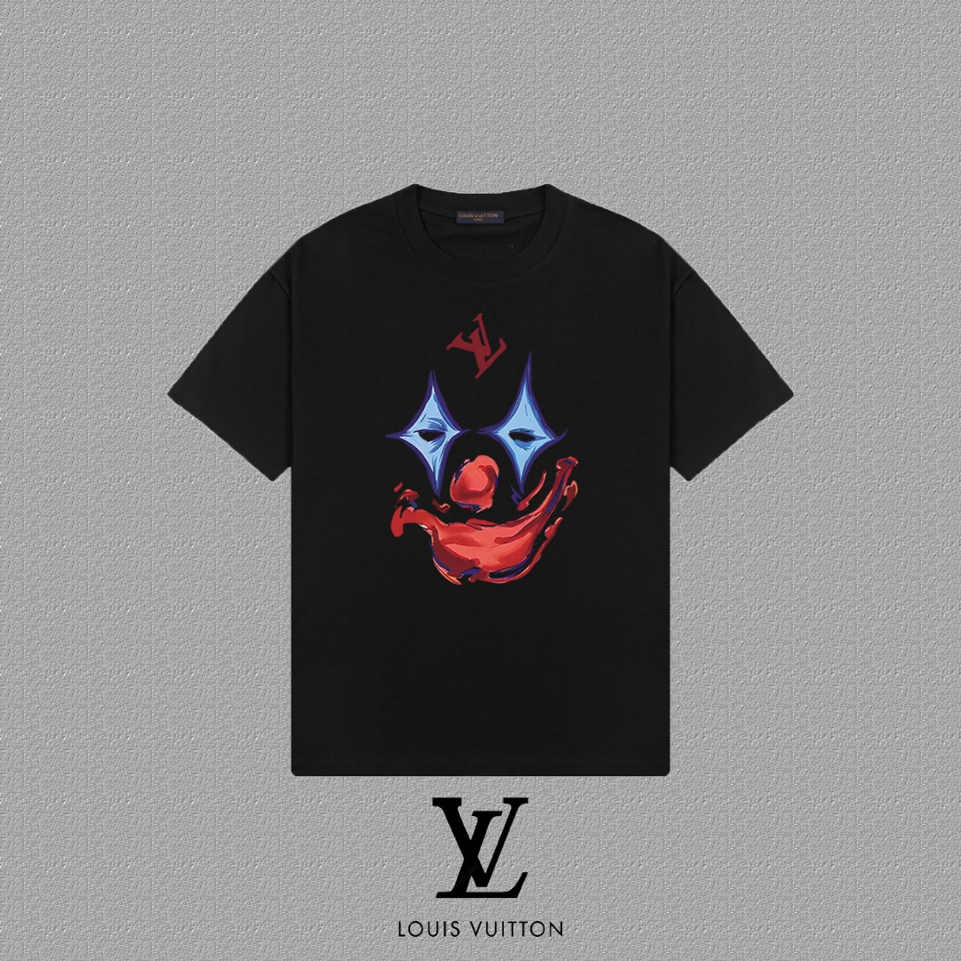 Louis Vuitton 2025FW Clown Print Cotton T-Shirt, Unisex Style 2 o 1i3if5v6p11q81i2r14611fu4131k0