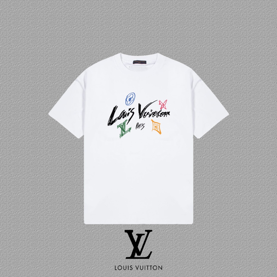 חולצת טי שירט Louis Vuitton עם הדפס לוגו, יוניסקס, כותנה איכותית 2 o 1i3s231p51r6j1dbbvjl17bkju70