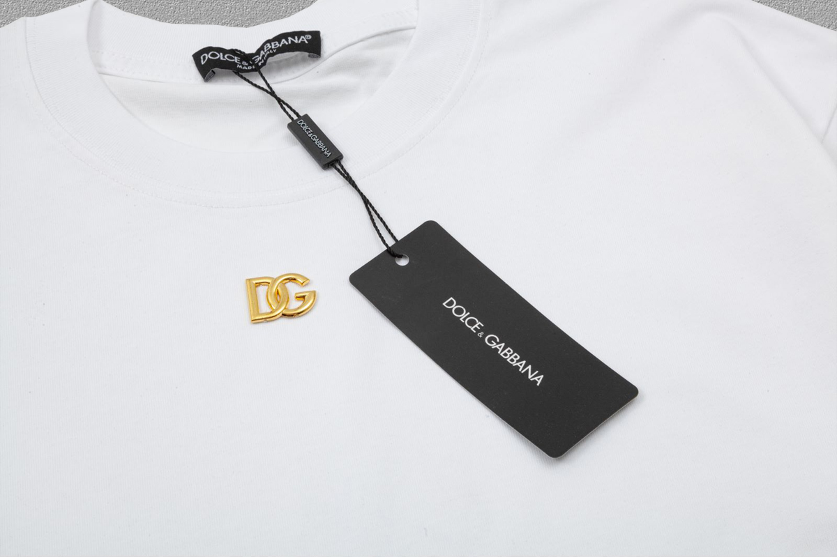 2024FW Classic Metal Letters Short Sleeve T-Shirts in Heavy Fabric, Black & White - 图片 6