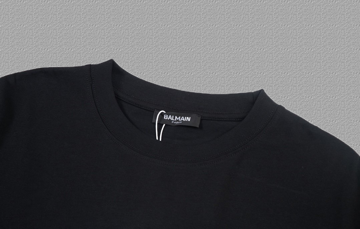 High-End Balmain Short Sleeve T-Shirts with Silica Plaster and Logo Printing - 图片 5