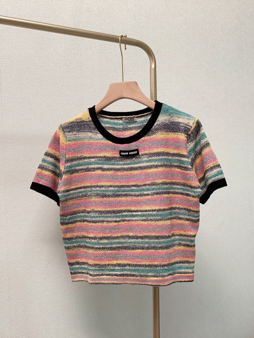 MiuMiu Clothing T-Shirt Top Quality Replica
 Knitting Summer Collection Fashion Short Sleeve