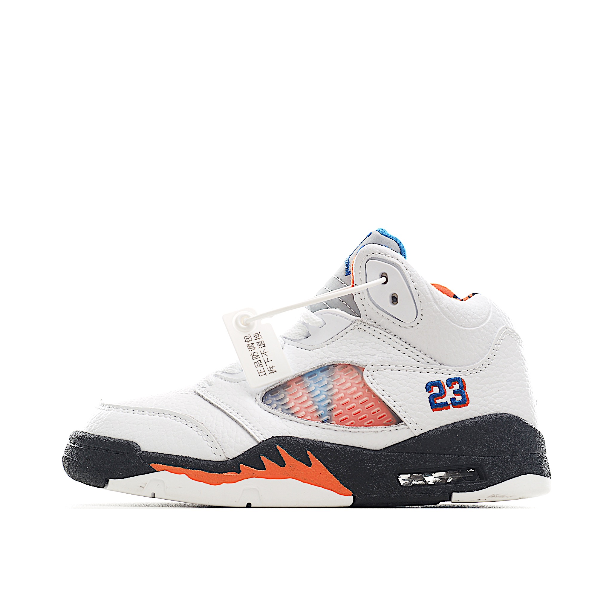 乔5 AJ 5代系带篮球气垫童鞋28-35 该鞋款属于篮球文化鞋，设计以支撑在进行篮球运动时穿着使用，缓震鞋口和人字形鞋底防滑，鞋面采用牛皮革、橡塑材料等多种材料拼接（缝/车线）而成-选品中心