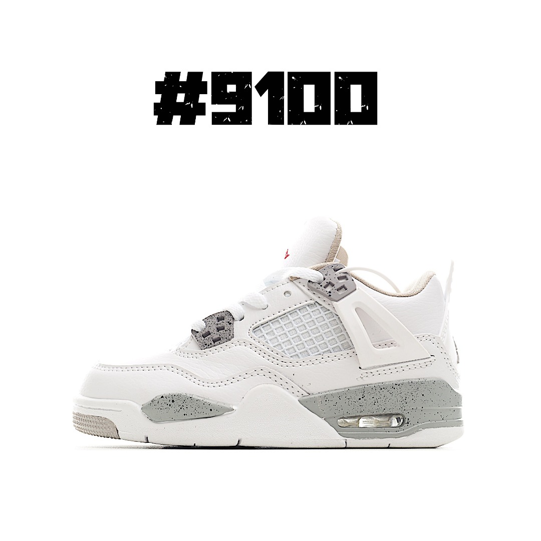 图片[4]-NK AJ 4代系带篮球气垫童鞋 缓震复古运动童鞋采用匠心中底设计，带来出色稳定性，缔造轻盈缓震的步履体验。皮革与合成材质组合鞋面，打造耐穿支撑效果。后跟的鞋底加入可视Air缓震技术，造就出众缓震效果。模压鞋眼固定带，可调整系带宽度，橡胶外底融入改良版人字底纹，铸就非凡抓地力。 尺码：26-36-选品中心