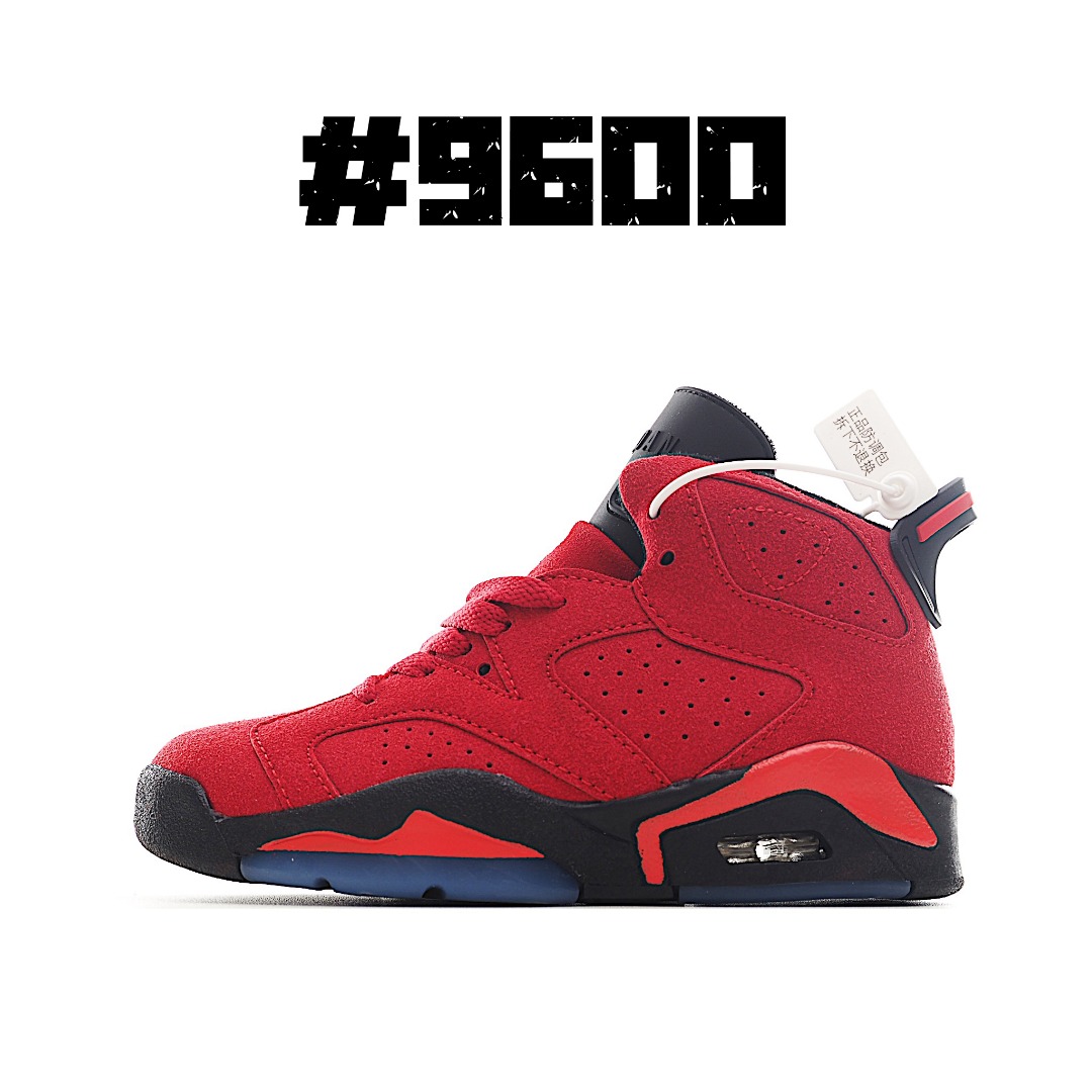 图片[5]-NK AJ 6代高帮复古篮球气垫童鞋 AJ 6 复刻大童运动童鞋采用优质鞋面，承袭令其享誉盛名的经典外观设计。穿孔设计，为孩子提供透气舒适的运动体验。皮革、合成材质与织物组合鞋面，打造出众支撑效果。穿孔设计，提升透气性。后跟加入 Air 缓震技术，打造出众缓震效果。耐穿橡胶外底，带来驾驭多种地面的出色抓地力。加固鞋头，经久耐穿。 尺码：26-36-选品中心