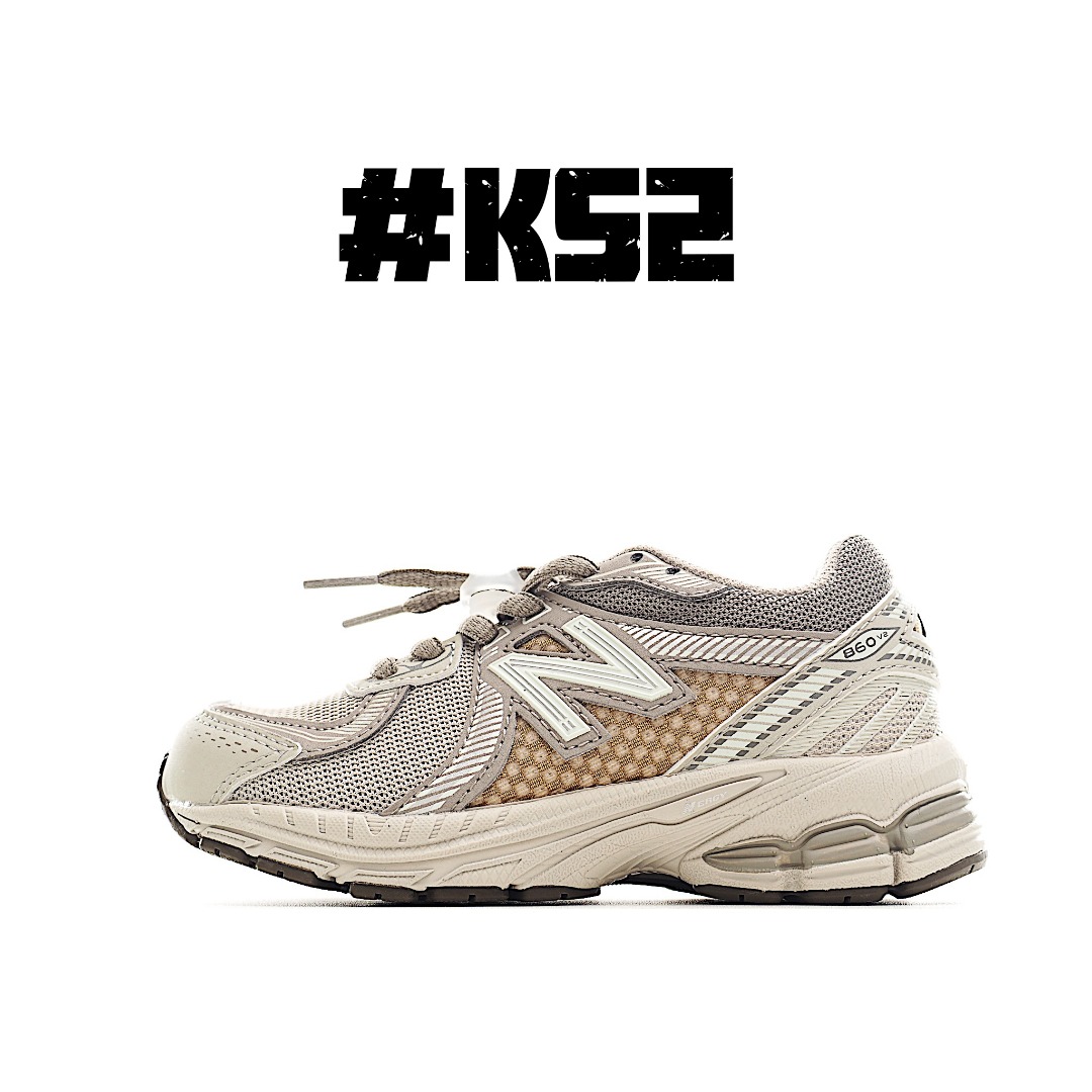 图片[6]-NB 860 系带运动儿童跑鞋 这款儿童运动鞋展现经典的复古风格，是越野风格的科技感十足，保证为你的脚步做好准备。现代技术和 AB ® 缓震提供舒适和支撑，而透气的网眼和闪亮的金属覆盖层相结合，赋予它们不容错过的未来主义优势。饰有醒目的徽标品牌标识，增添风格。 尺码：24-37.5-选品中心