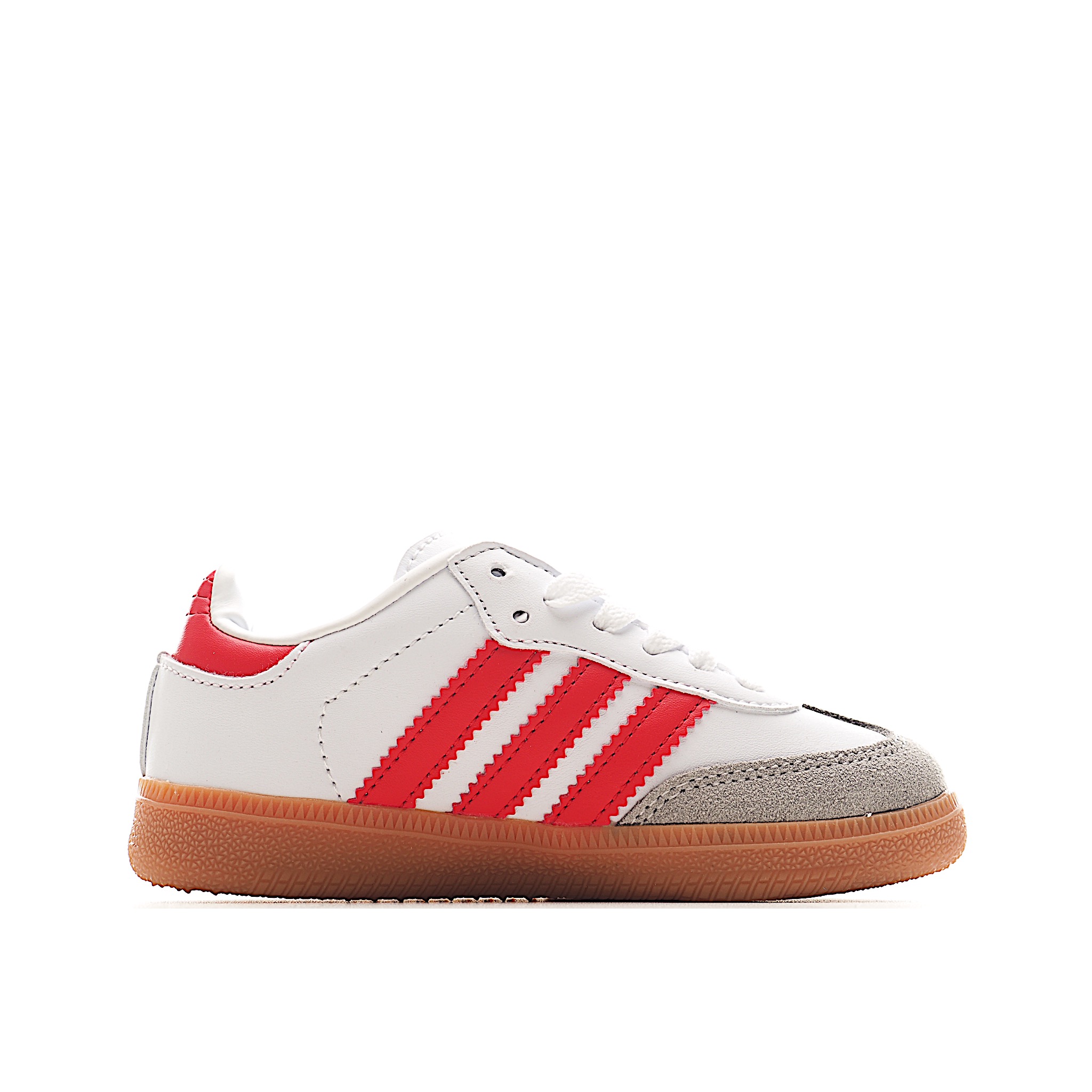 图片[2]-AD 德训 低帮儿童休闲鞋 注：22-27松紧带，28-37系带 如果你回到 1960 年代，你会发现职业足球运动员穿着桑巴，就像这些婴儿鞋一样，几乎就像他们一样。尺寸缩小适合儿童，配有柔软的鞋垫，在全天玩耍时感觉舒适。皮革鞋面、胶橡胶鞋底和3条纹保持经典。 货号：4464 尺码：22-37-选品中心