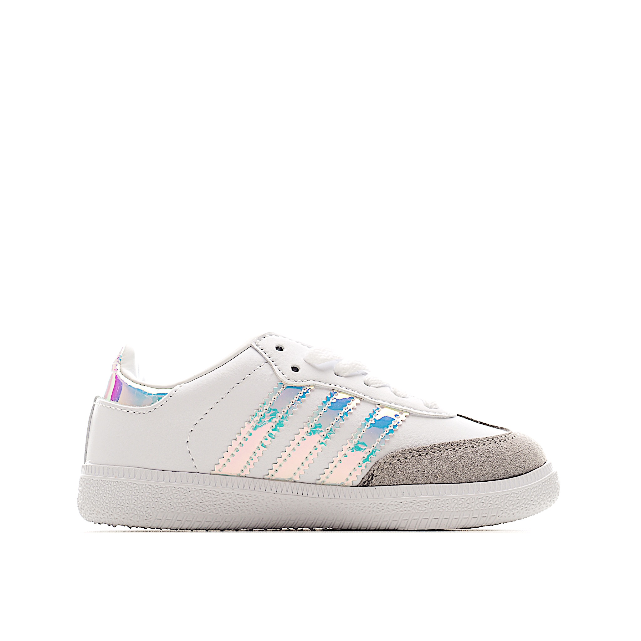 图片[2]-AD 德训 低帮儿童休闲鞋 注：22-27松紧带，28-37系带 如果你回到 1960 年代，你会发现职业足球运动员穿着桑巴，就像这些婴儿鞋一样，几乎就像他们一样。尺寸缩小适合儿童，配有柔软的鞋垫，在全天玩耍时感觉舒适。皮革鞋面、胶橡胶鞋底和3条纹保持经典。 货号：6279 尺码：22-37-选品中心