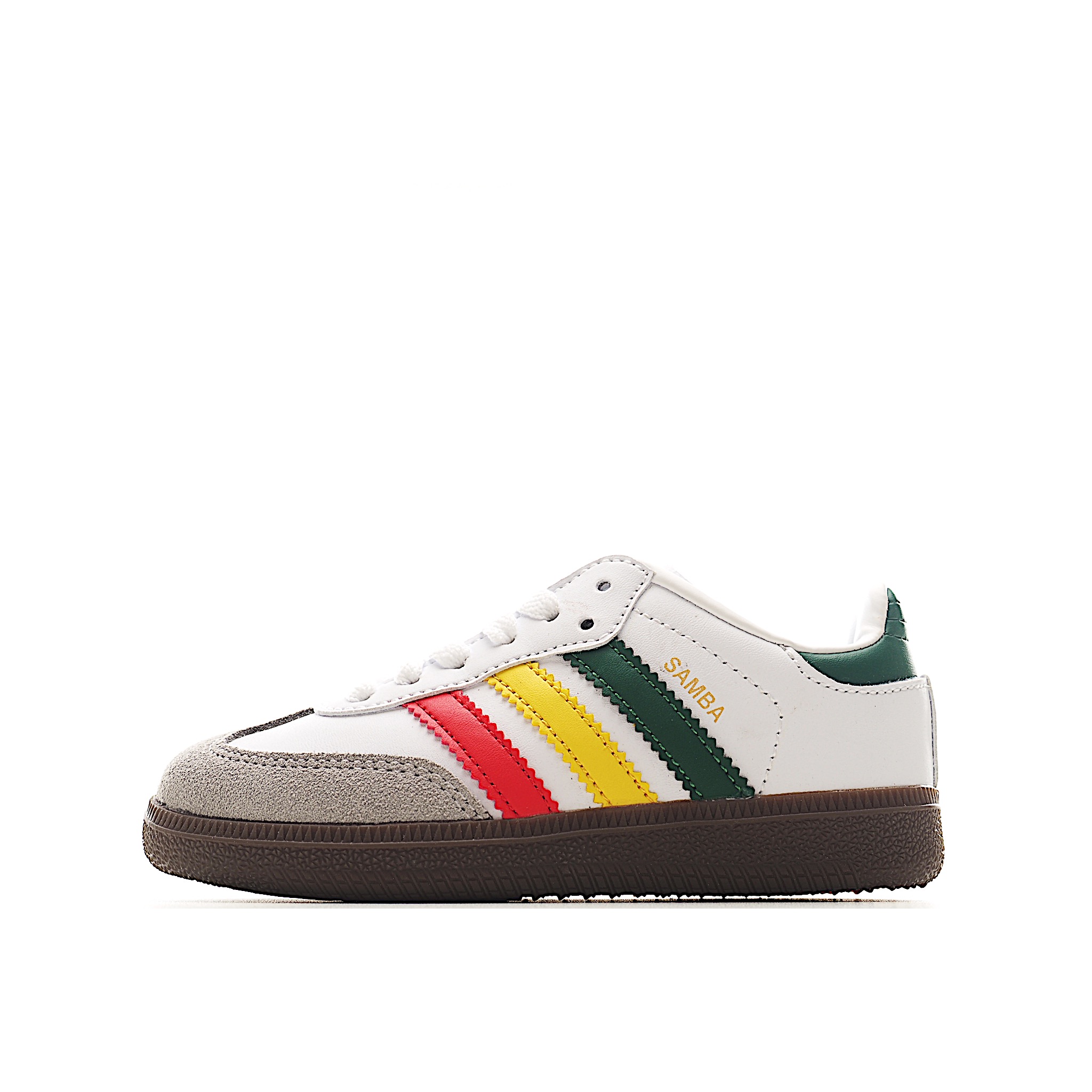 AD 德训 低帮儿童休闲鞋 注:22-27松紧带,28-37系带 如果你回到 1960 年代,你会发现职业足球运动员穿着桑巴,就像这些婴儿鞋一样,几乎就像他们一样。尺寸缩小适合儿童,配有柔软的鞋垫,在全天玩耍时感觉舒适。皮革鞋面、胶橡胶鞋底和3条纹保持经典。 货号:3118 尺码:22-37-选品中心