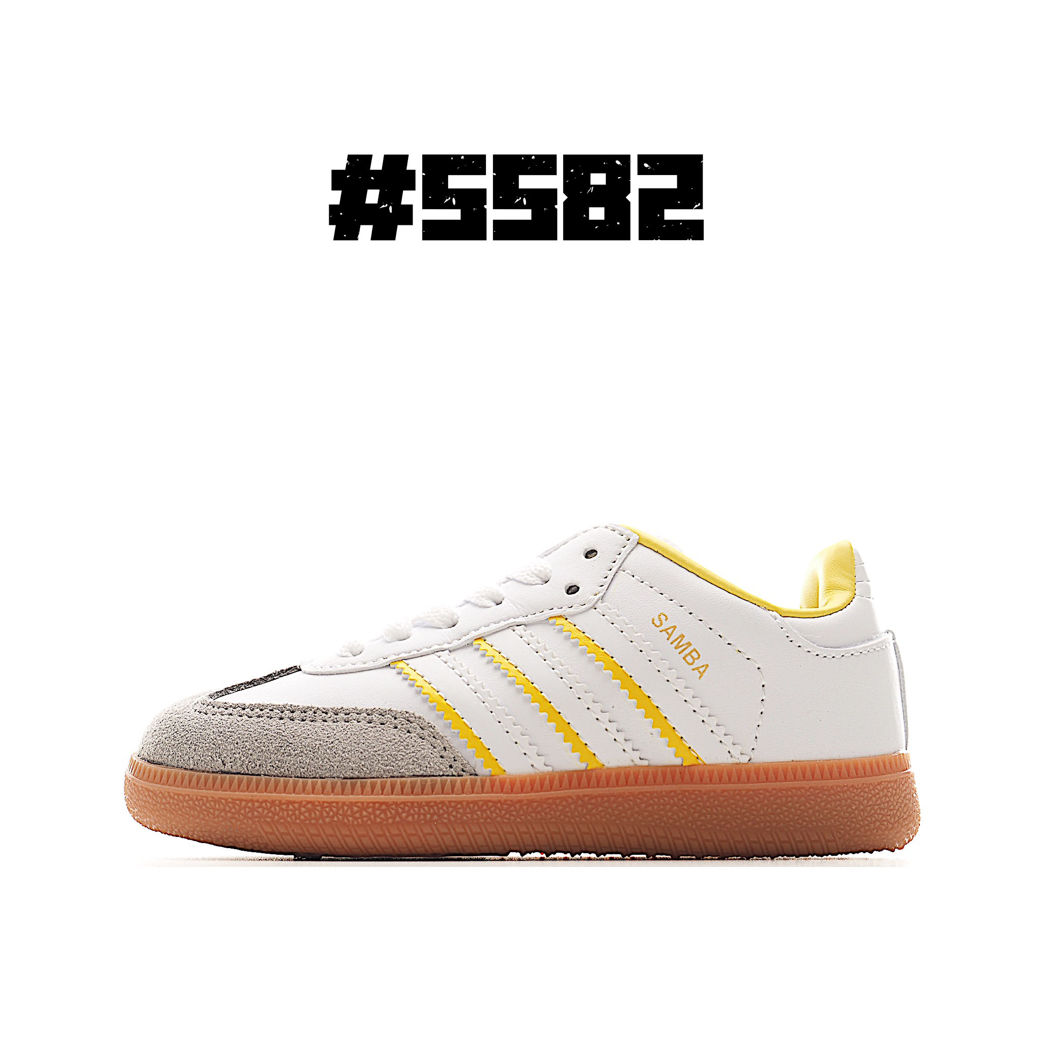 图片[4]-AD 德训 低帮儿童休闲鞋 注：22-27松紧带，28-37系带 如果你回到 1960 年代，你会发现职业足球运动员穿着桑巴，就像这些婴儿鞋一样，几乎就像他们一样。尺寸缩小适合儿童，配有柔软的鞋垫，在全天玩耍时感觉舒适。皮革鞋面、胶橡胶鞋底和3条纹保持经典。 尺码：22-37-选品中心