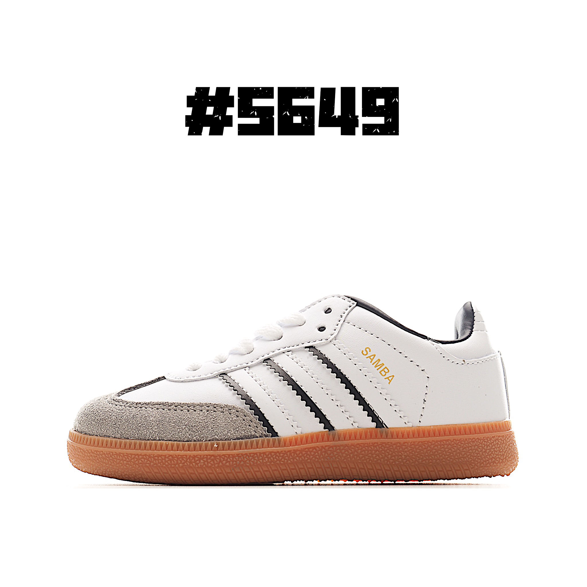 图片[5]-AD 德训 低帮儿童休闲鞋 注：22-27松紧带，28-37系带 如果你回到 1960 年代，你会发现职业足球运动员穿着桑巴，就像这些婴儿鞋一样，几乎就像他们一样。尺寸缩小适合儿童，配有柔软的鞋垫，在全天玩耍时感觉舒适。皮革鞋面、胶橡胶鞋底和3条纹保持经典。 尺码：22-37-选品中心