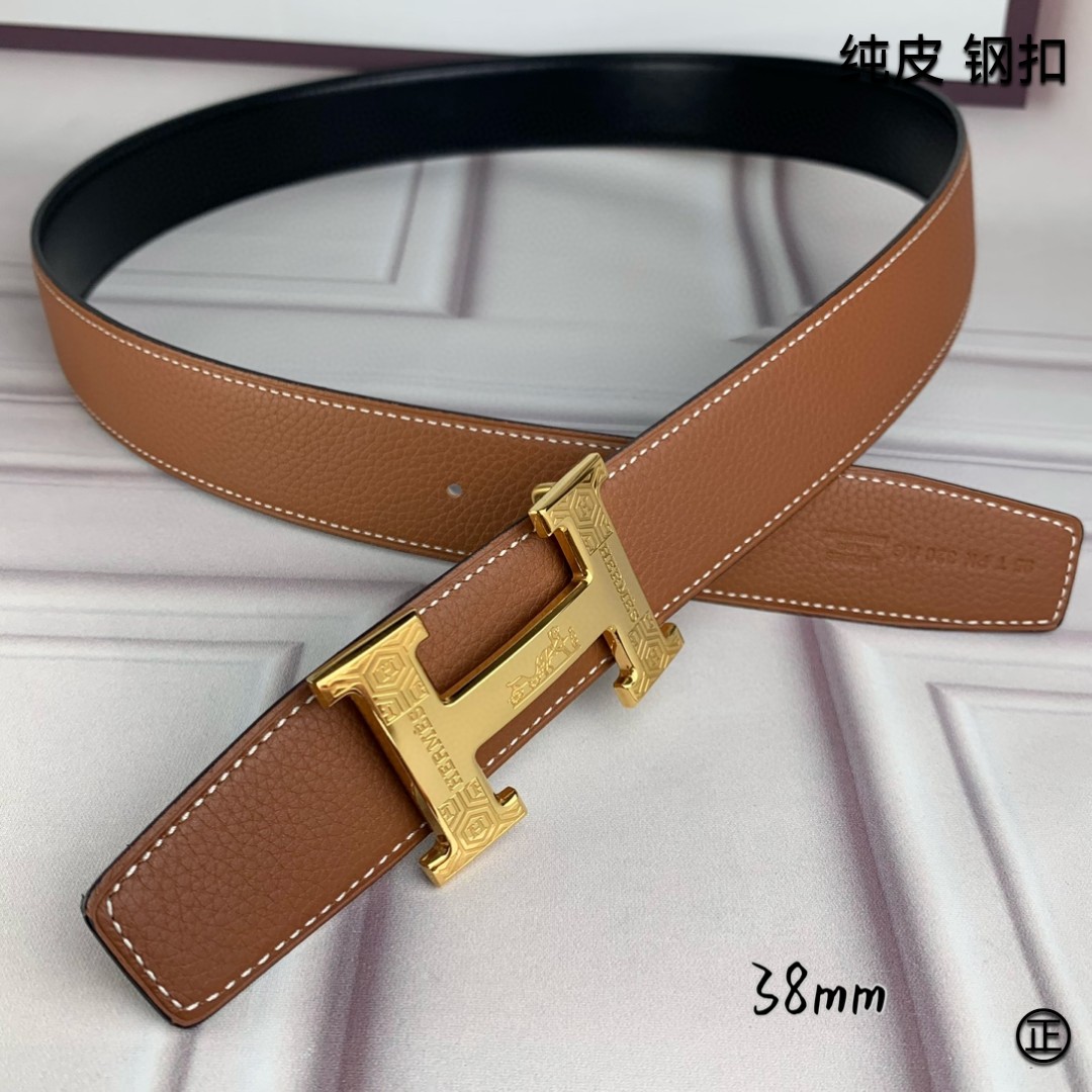 Hermès[正]爱马仕双面原版原单品质进口头层牛皮寸半38mm配官网H扣