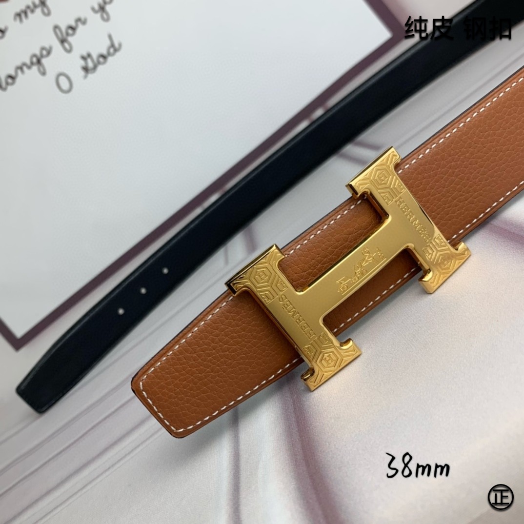 Hermès[正]爱马仕双面原版原单品质进口头层牛皮寸半38mm配官网H扣