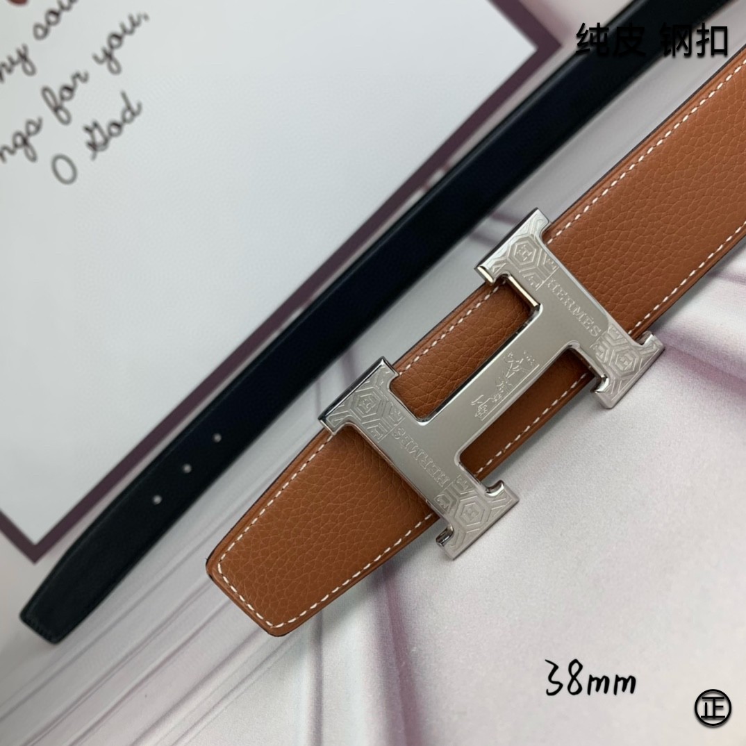 Hermès[正]爱马仕双面原版原单品质进口头层牛皮寸半38mm配官网H扣