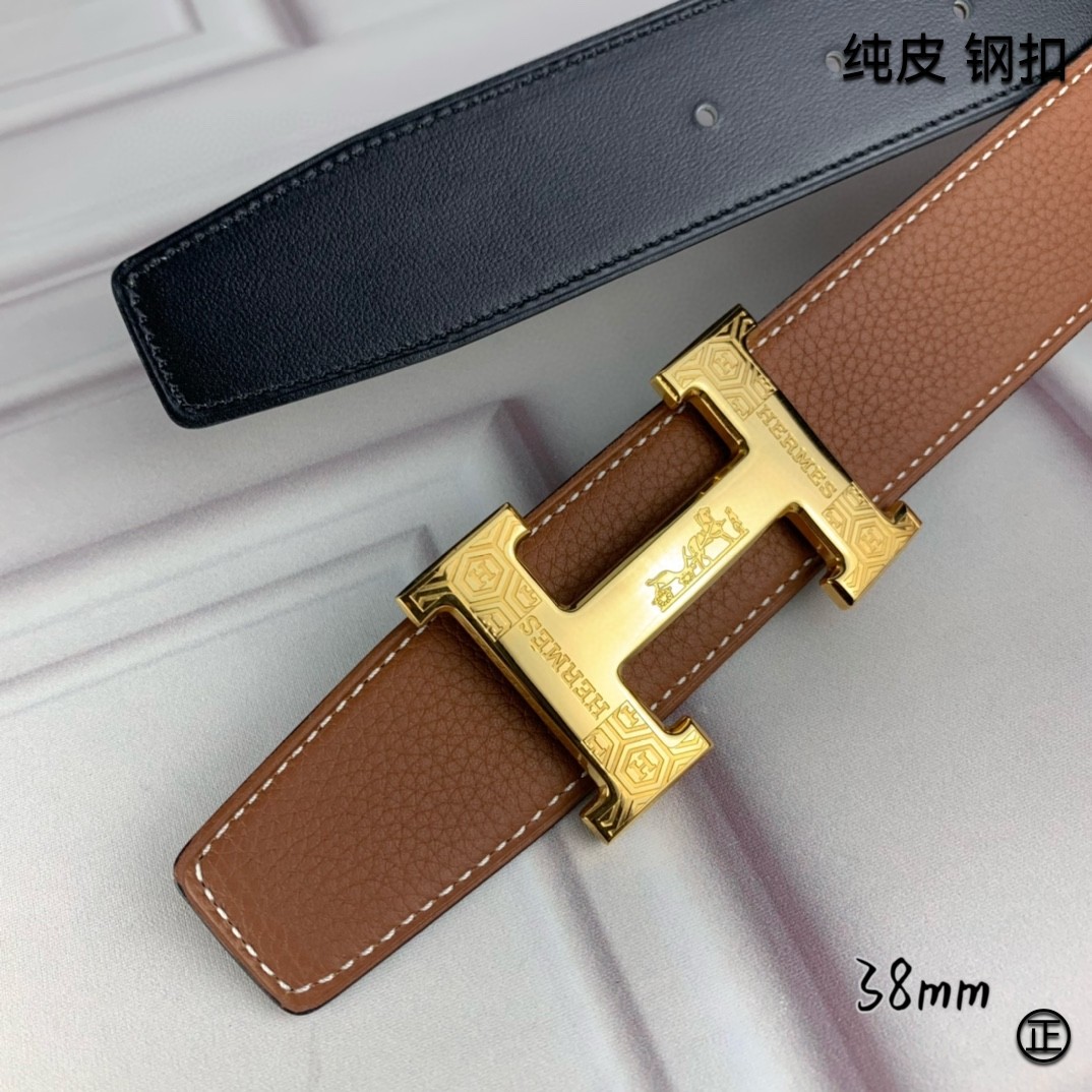 Hermès[正]爱马仕双面原版原单品质进口头层牛皮寸半38mm配官网H扣