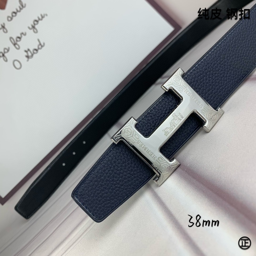 Hermès[正]爱马仕双面原版原单品质进口头层牛皮寸半38mm配官网H扣