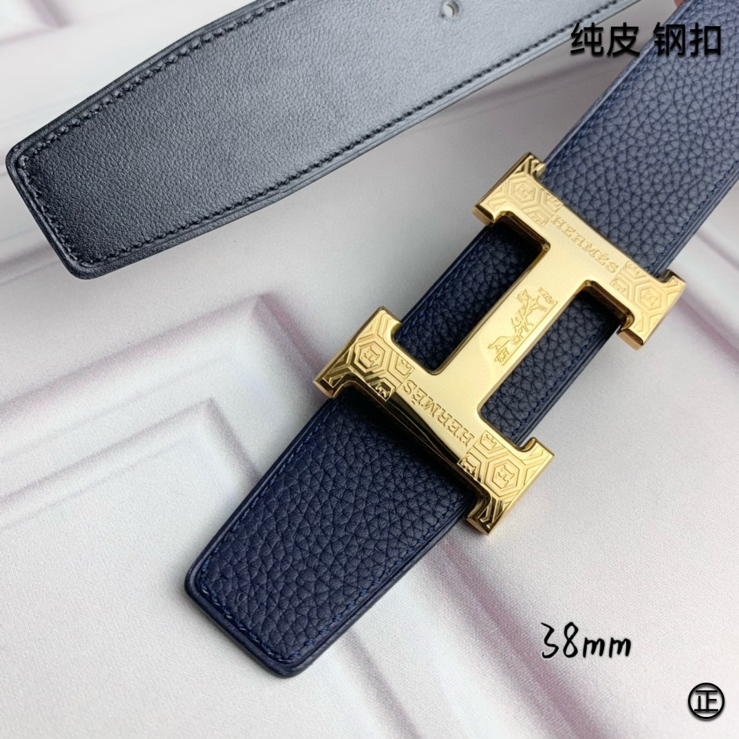 Hermès[正]爱马仕双面原版原单品质进口头层牛皮寸半38mm配官网H扣