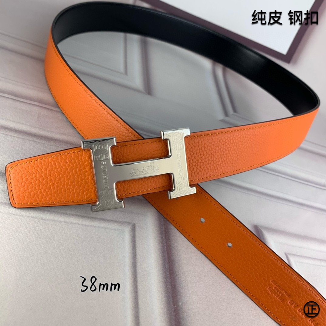 Hermès[正]爱马仕双面原版原单品质进口头层牛皮寸半38mm配官网H扣