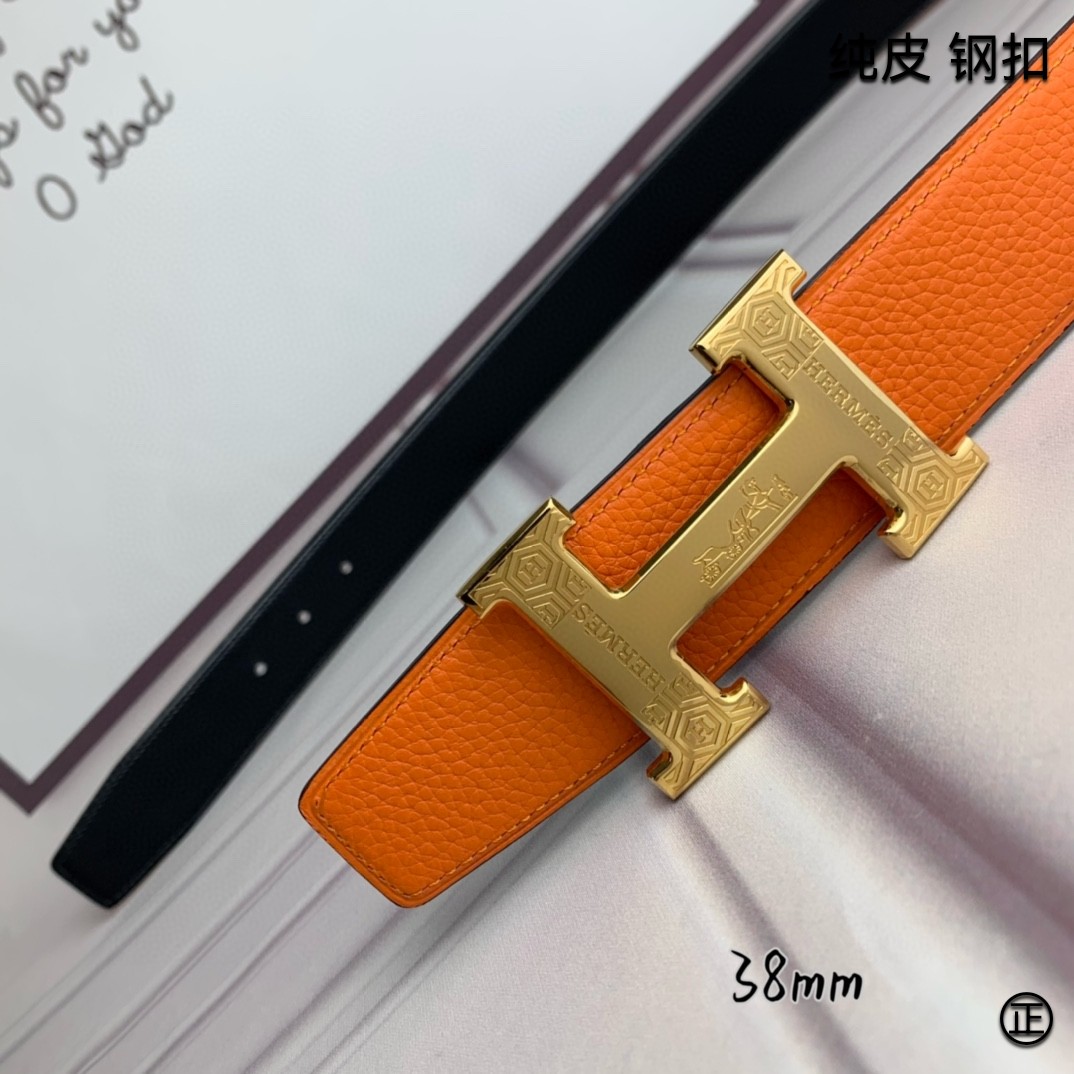 Hermès[正]爱马仕双面原版原单品质进口头层牛皮寸半38mm配官网H扣