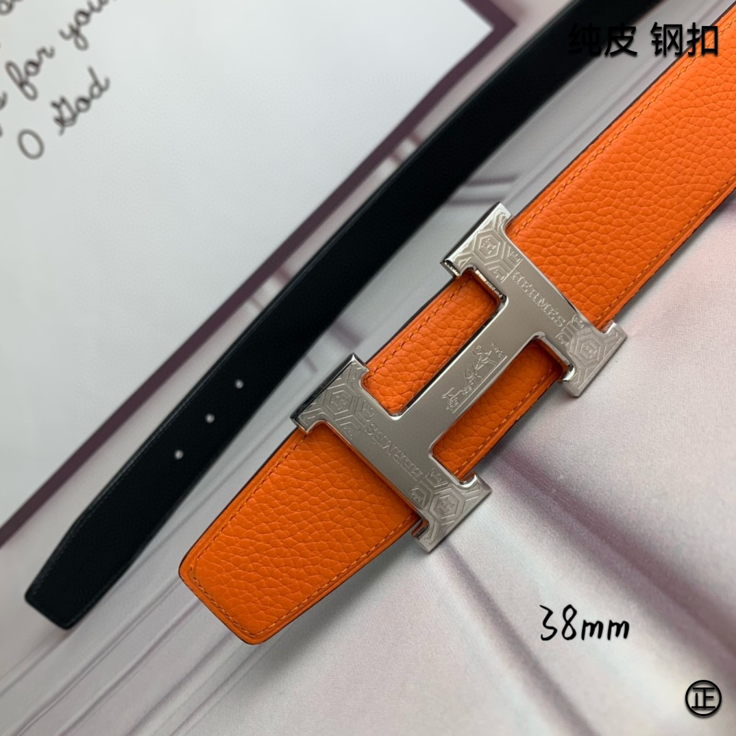 Hermès[正]爱马仕双面原版原单品质进口头层牛皮寸半38mm配官网H扣