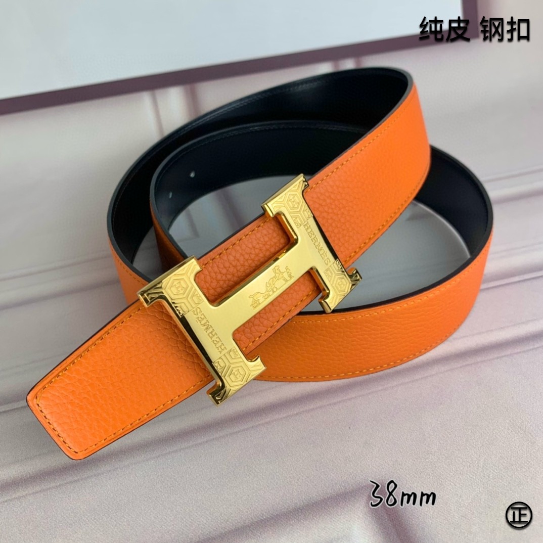 Hermès[正]爱马仕双面原版原单品质进口头层牛皮寸半38mm配官网H扣