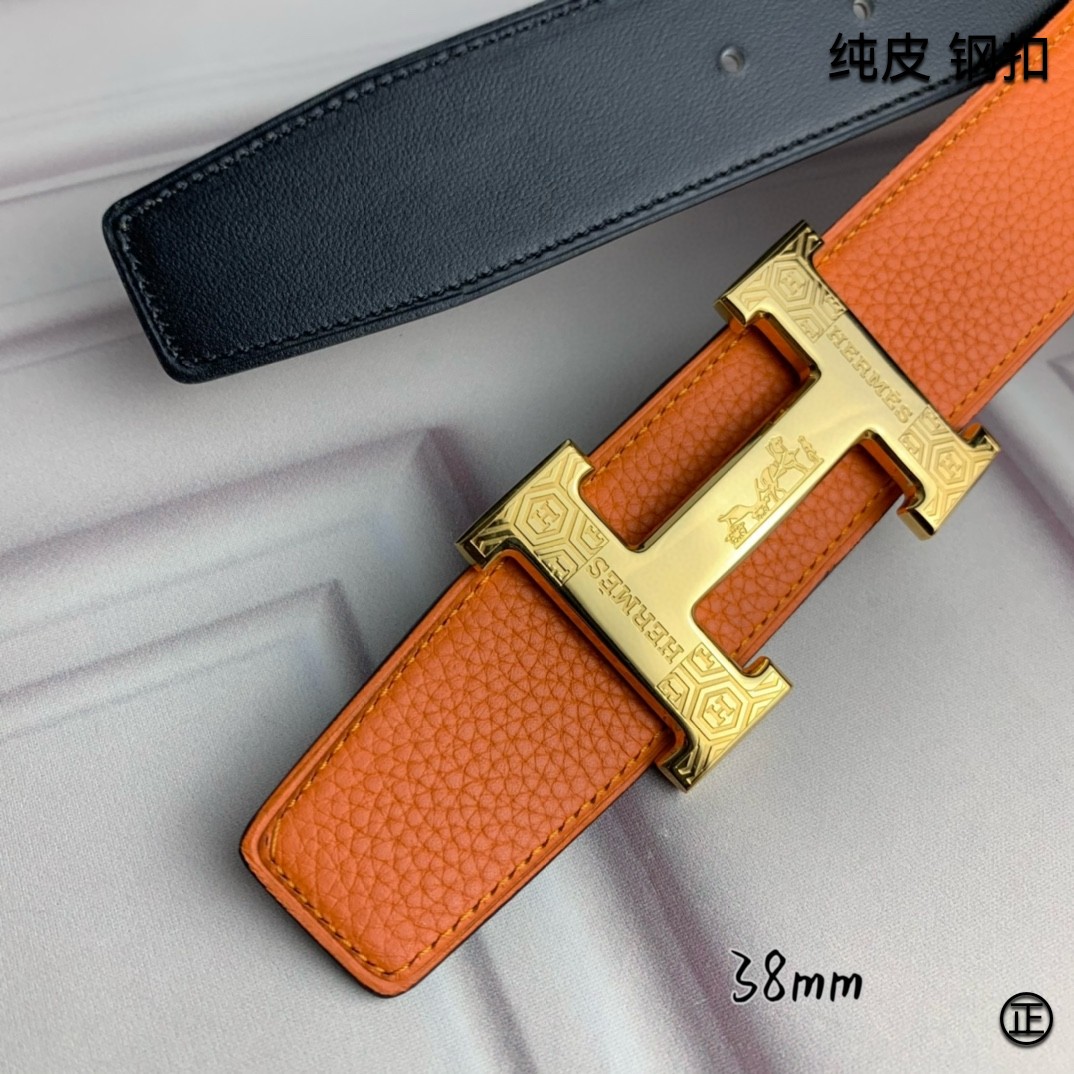 Hermès[正]爱马仕双面原版原单品质进口头层牛皮寸半38mm配官网H扣