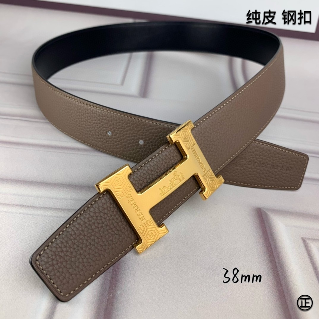 Hermès[正]爱马仕双面原版原单品质进口头层牛皮寸半38mm配官网H扣