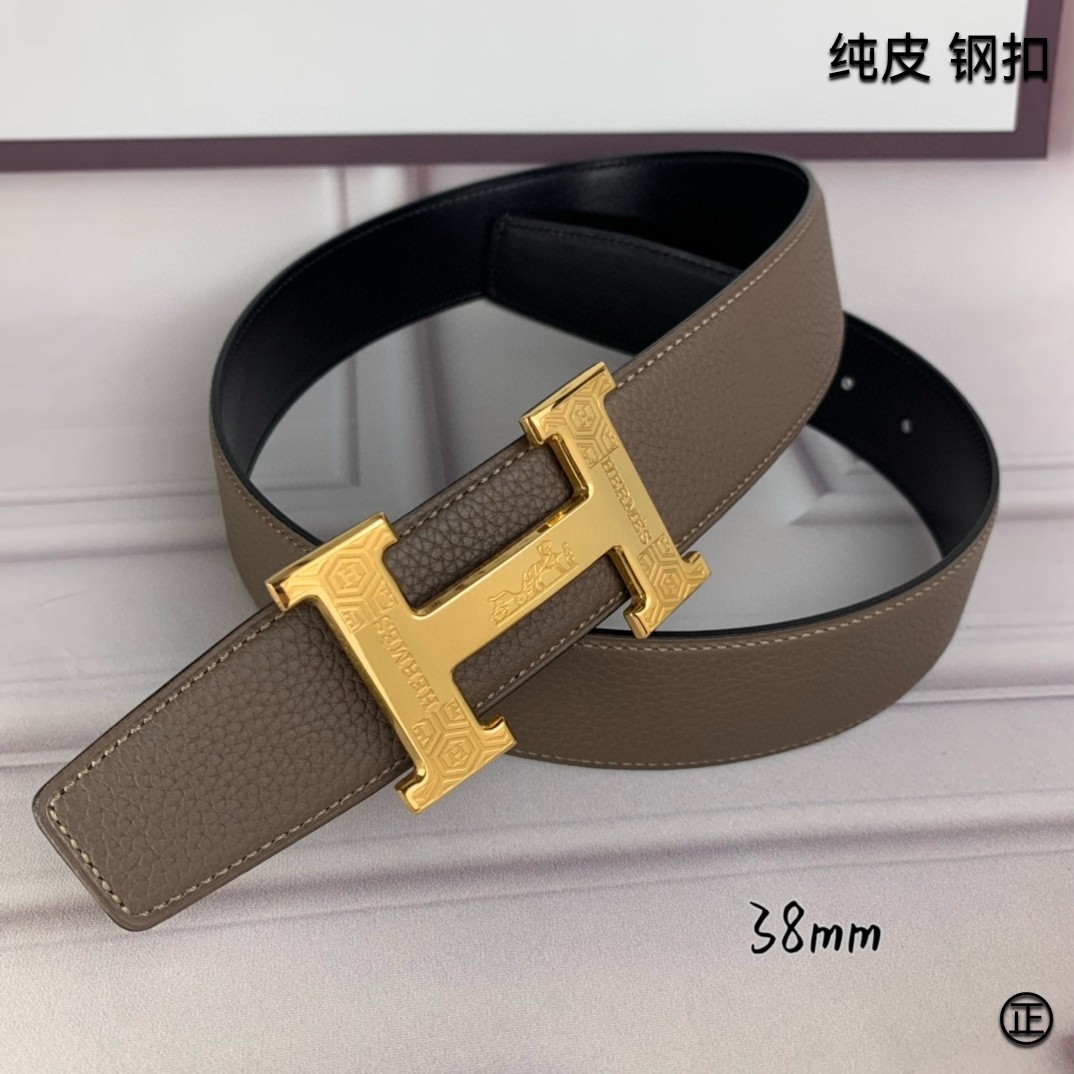 Hermès[正]爱马仕双面原版原单品质进口头层牛皮寸半38mm配官网H扣