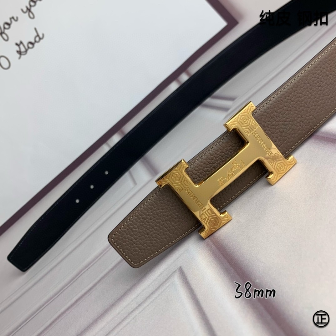 Hermès[正]爱马仕双面原版原单品质进口头层牛皮寸半38mm配官网H扣