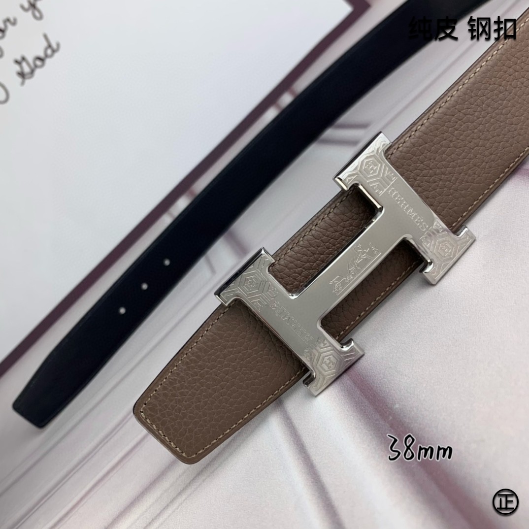 Hermès[正]爱马仕双面原版原单品质进口头层牛皮寸半38mm配官网H扣