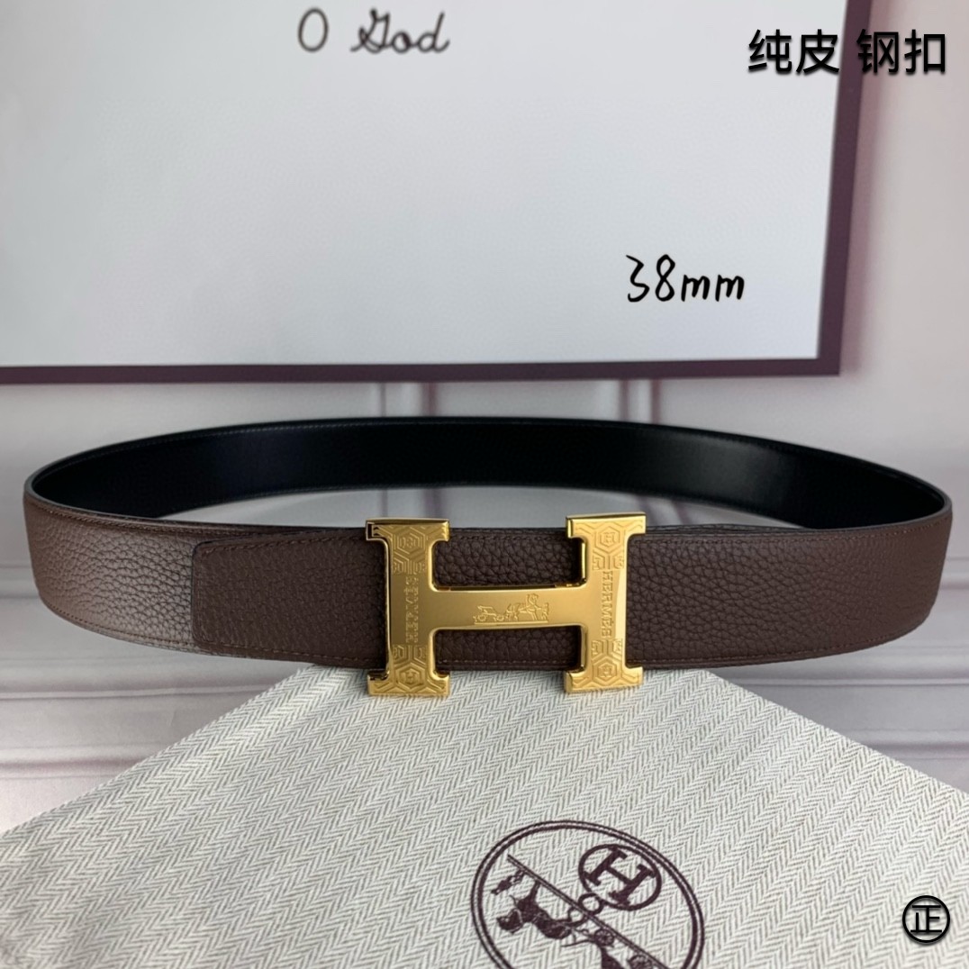 Hermès[正]爱马仕双面原版原单品质进口头层牛皮寸半38mm配官网H扣