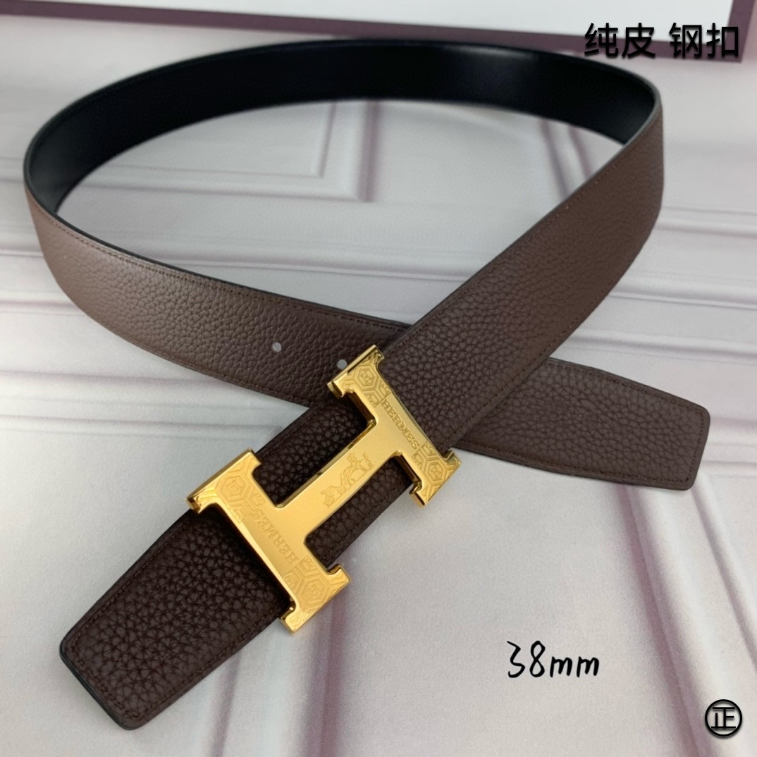 Hermès[正]爱马仕双面原版原单品质进口头层牛皮寸半38mm配官网H扣