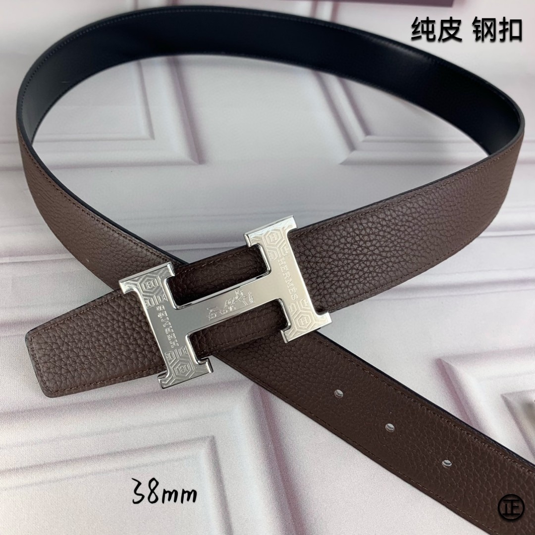 Hermès[正]爱马仕双面原版原单品质进口头层牛皮寸半38mm配官网H扣